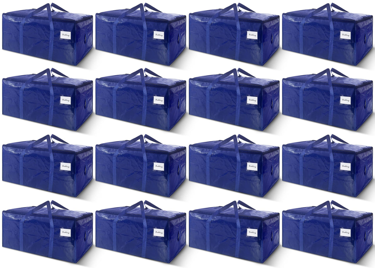 8 Pack Extra Heavy Duty Large Moving Bags with Strong Zipper & Carrying Handles, Sturdy Clothes Storage Bags Totes Bins, Packing Bag Move Boxes College Moving Supplies, Dark Blue - 24 gal