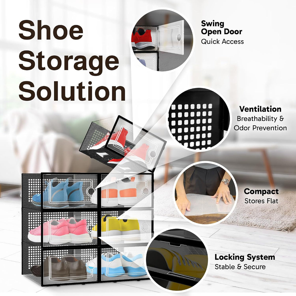 Reli. Shoe Box (7 Pack) | Clear Storage Shoe Box Stackable & Compact
