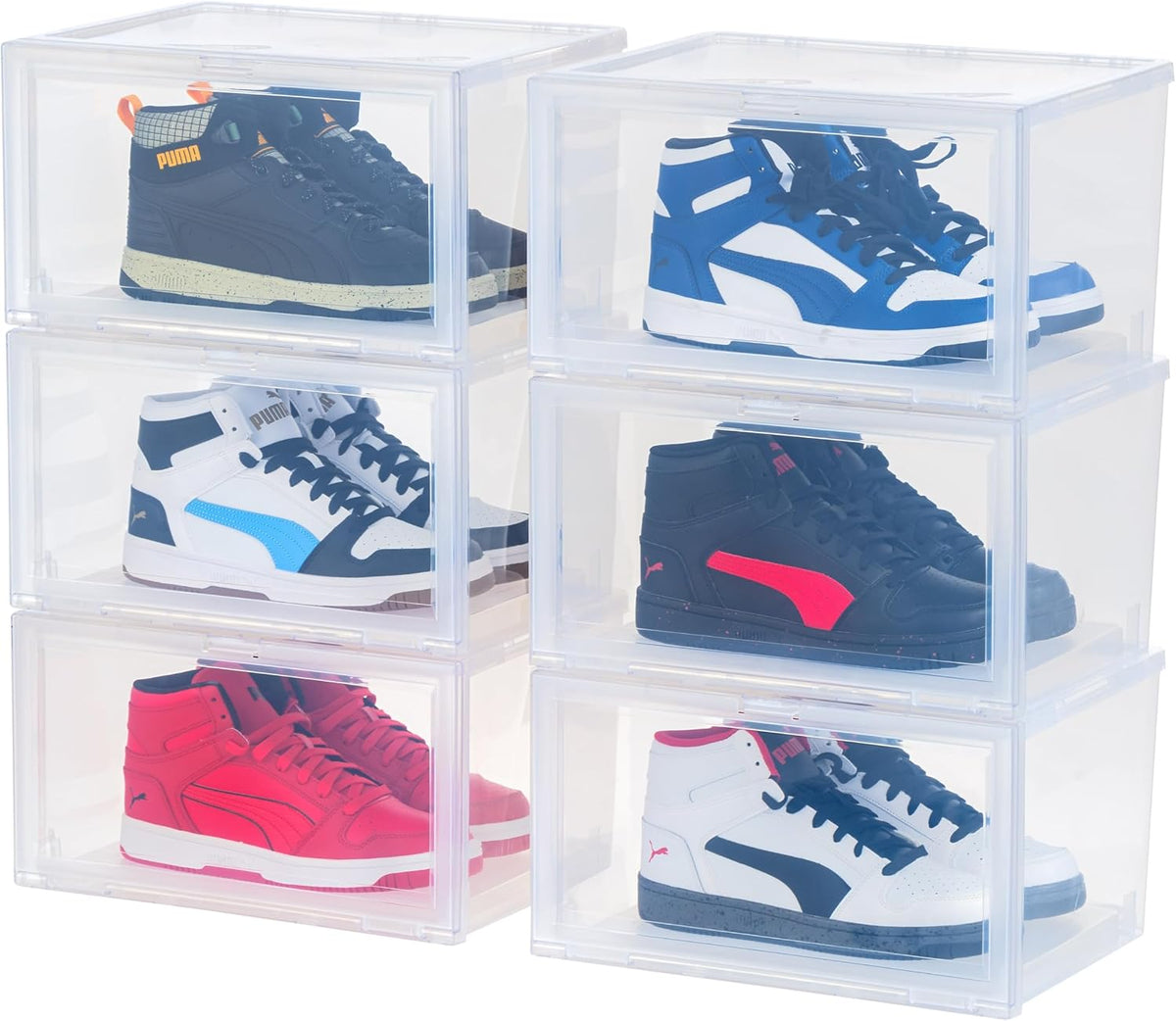 IRIS USA 6-Pack, Stackable Shoe Display Box with Flip Door, Clear
