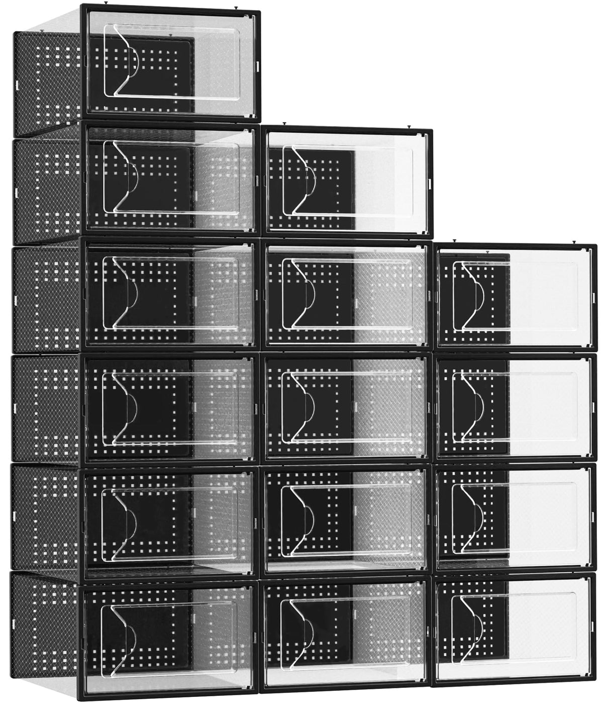 Foluck 15 Pack Shoe Storage Organizer Box Container Clear Plastic Stackable