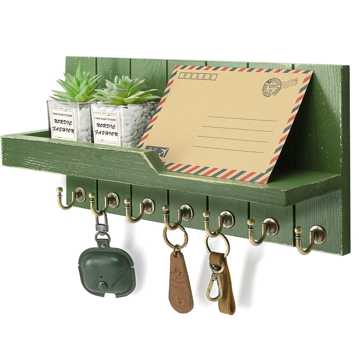 Rebee Vision Key Holder Wall Mount with 5 Key Hooks for Entryway, White