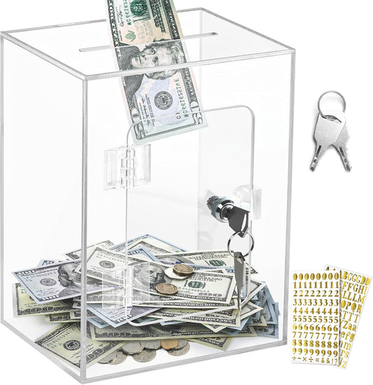 X-Large Piggy Bank for Adults Kids, Acrylic Clear Piggy Bank with Key
