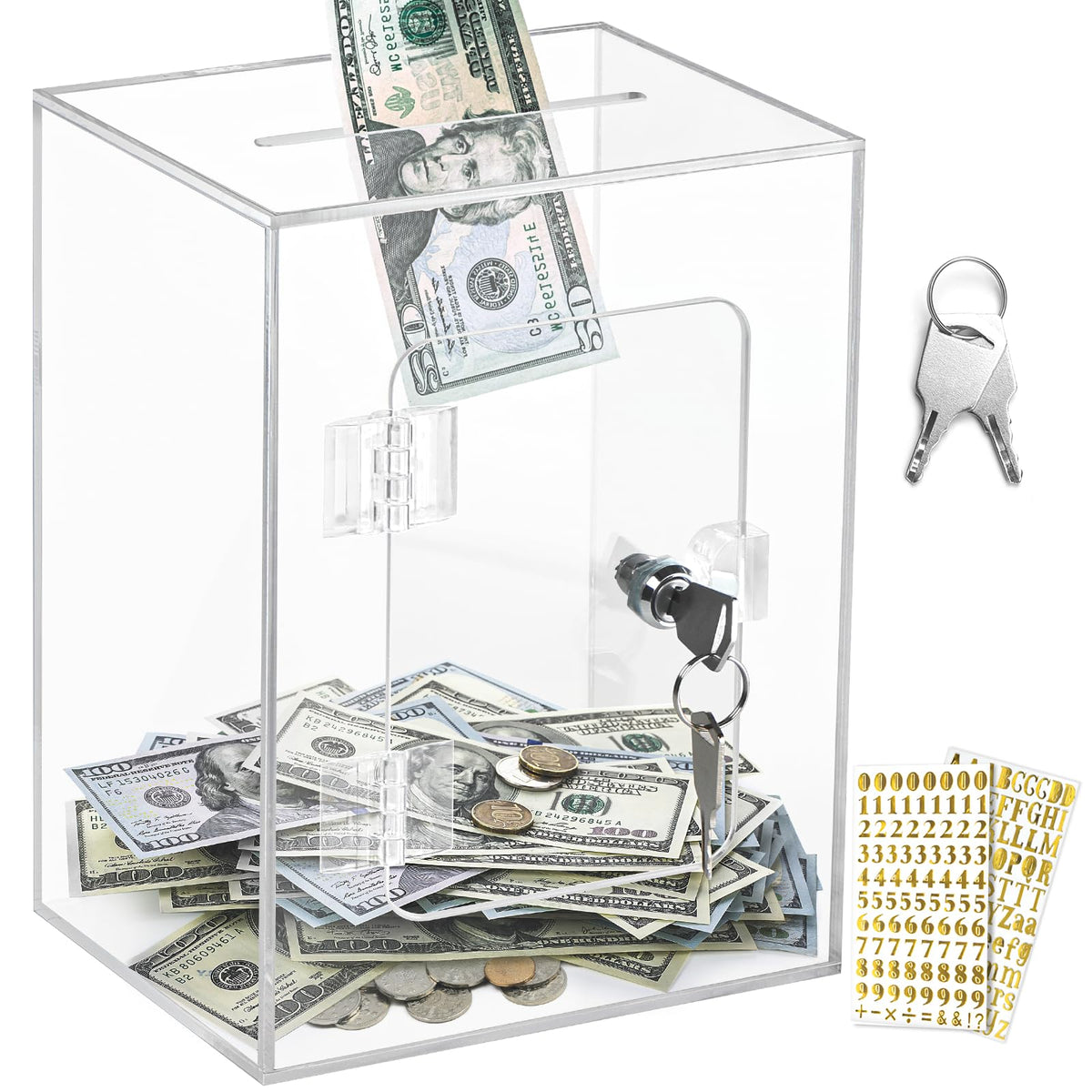 X-Large Piggy Bank for Adults Kids, Acrylic Clear Piggy Bank with Key