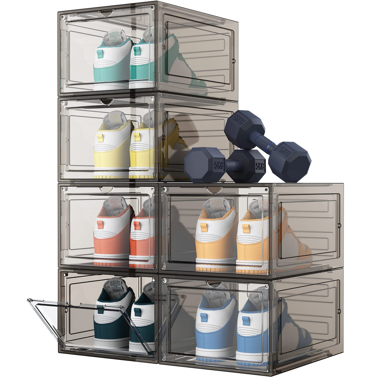 HOMIDEC Shoe Storage, 6 Pack Shoe Organizer Clear Hard Plastic Shoe Box