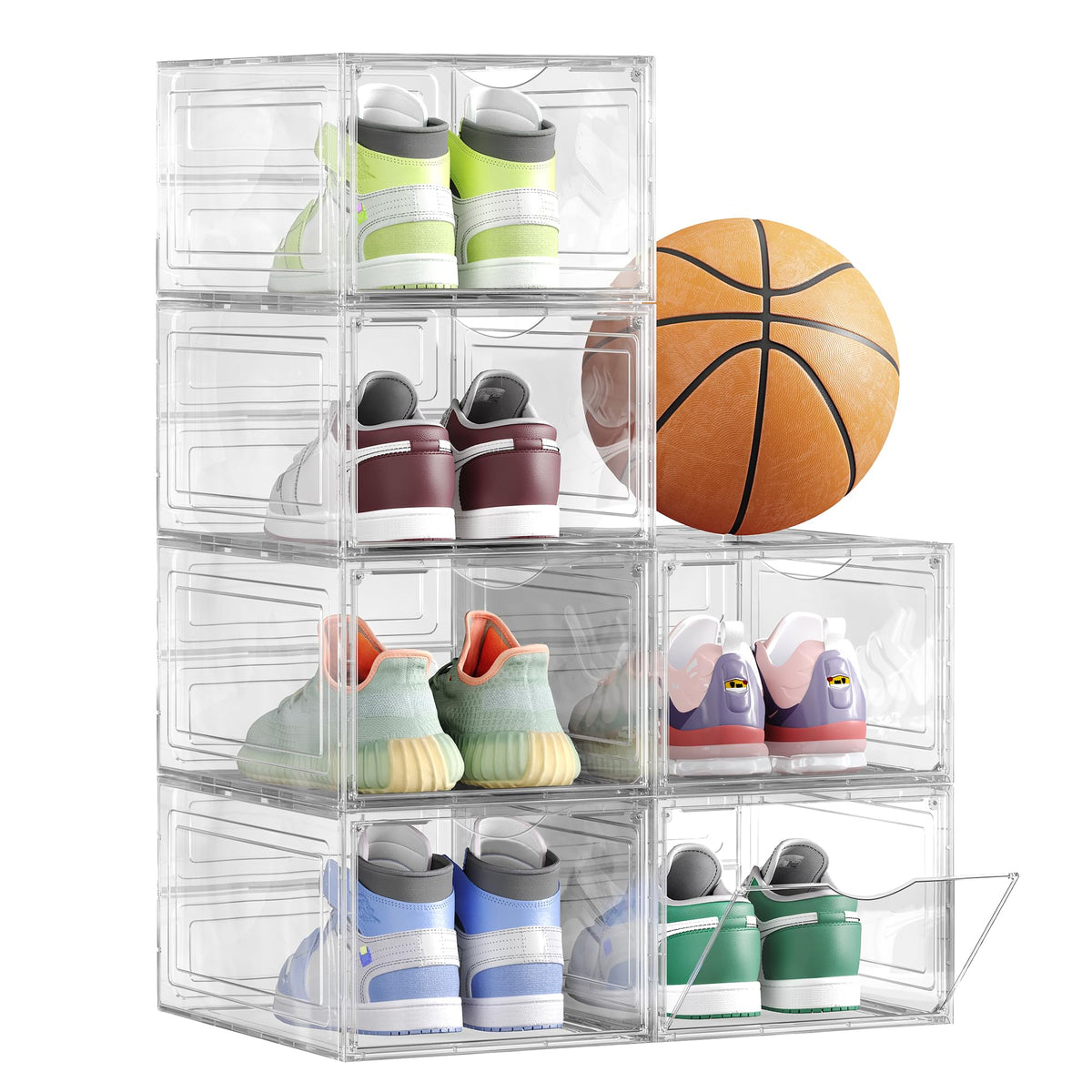 SONGMICS Shoe Boxes, Set of 12, Clear Plastic Sneaker Box, Up to US Size 11