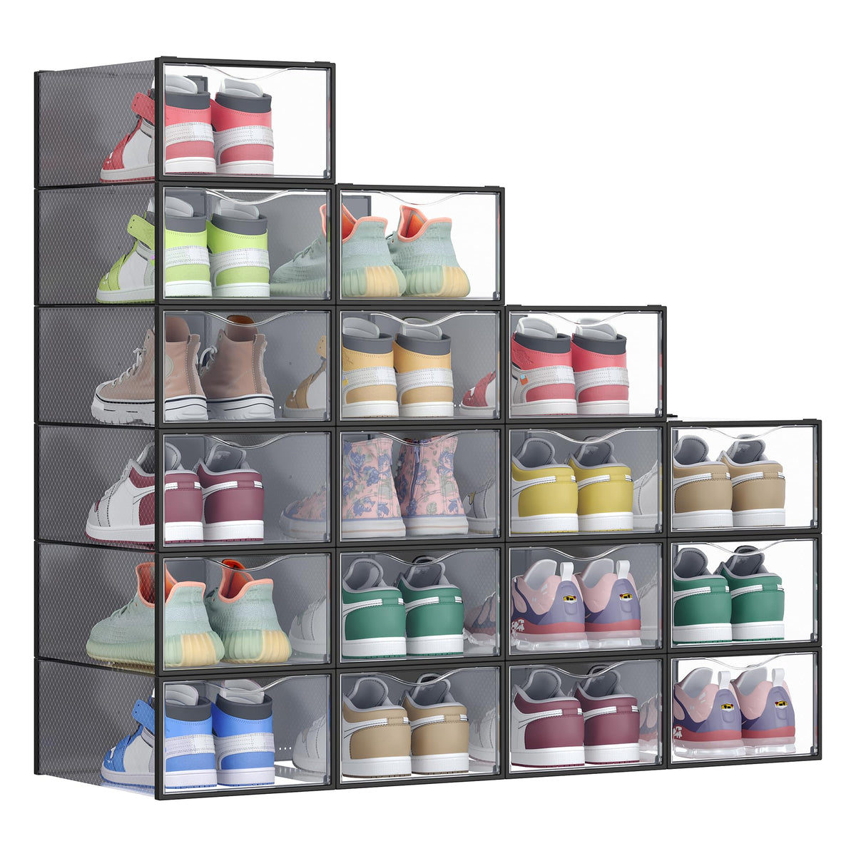 SONGMICS Shoe Boxes, Stackable Sneaker Containers for Closet, 12 Pack