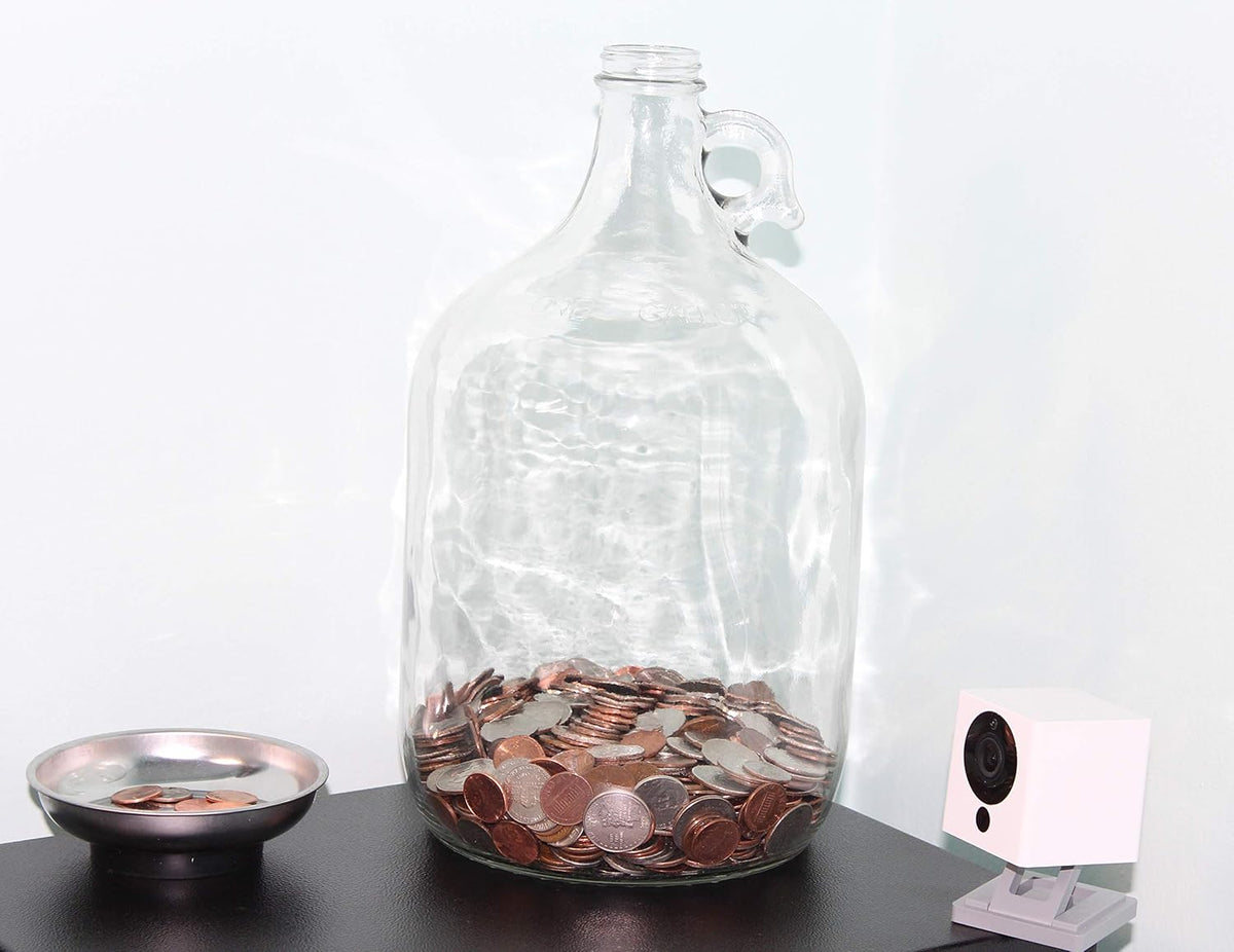 Large Glass Coin Jar for Adults, 1 Gallon Piggy Bank, Swear Jar - 1 Pk
