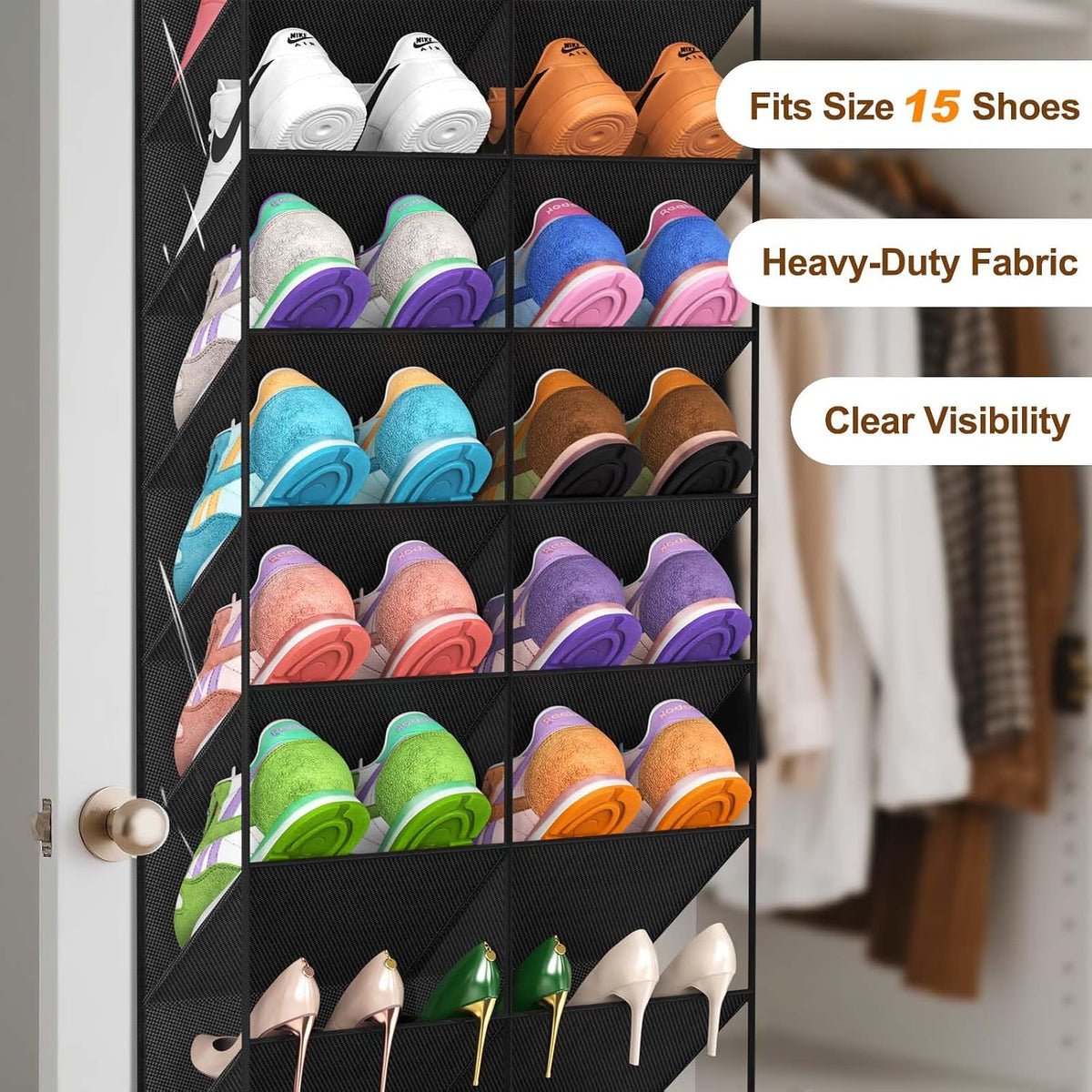UVIAHOMI 20-30 Pairs Over the Door Shoe Organizer, 10-Tier Door Shoes Rack