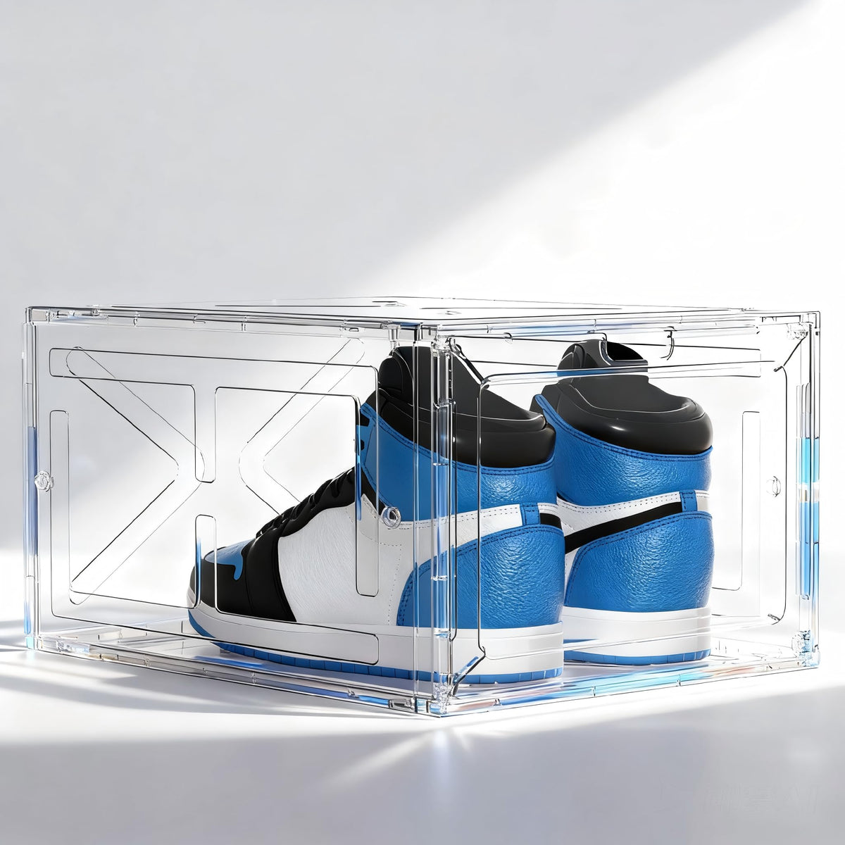 6 Pack Large Drop-Front Black Transparent Shoe Boxes, Stackable Sneaker Storage Container for Closet, Fits US Size 13+, Magnetic Front Door, Heavy-Duty Reinforced Plastic Shoe Organizer