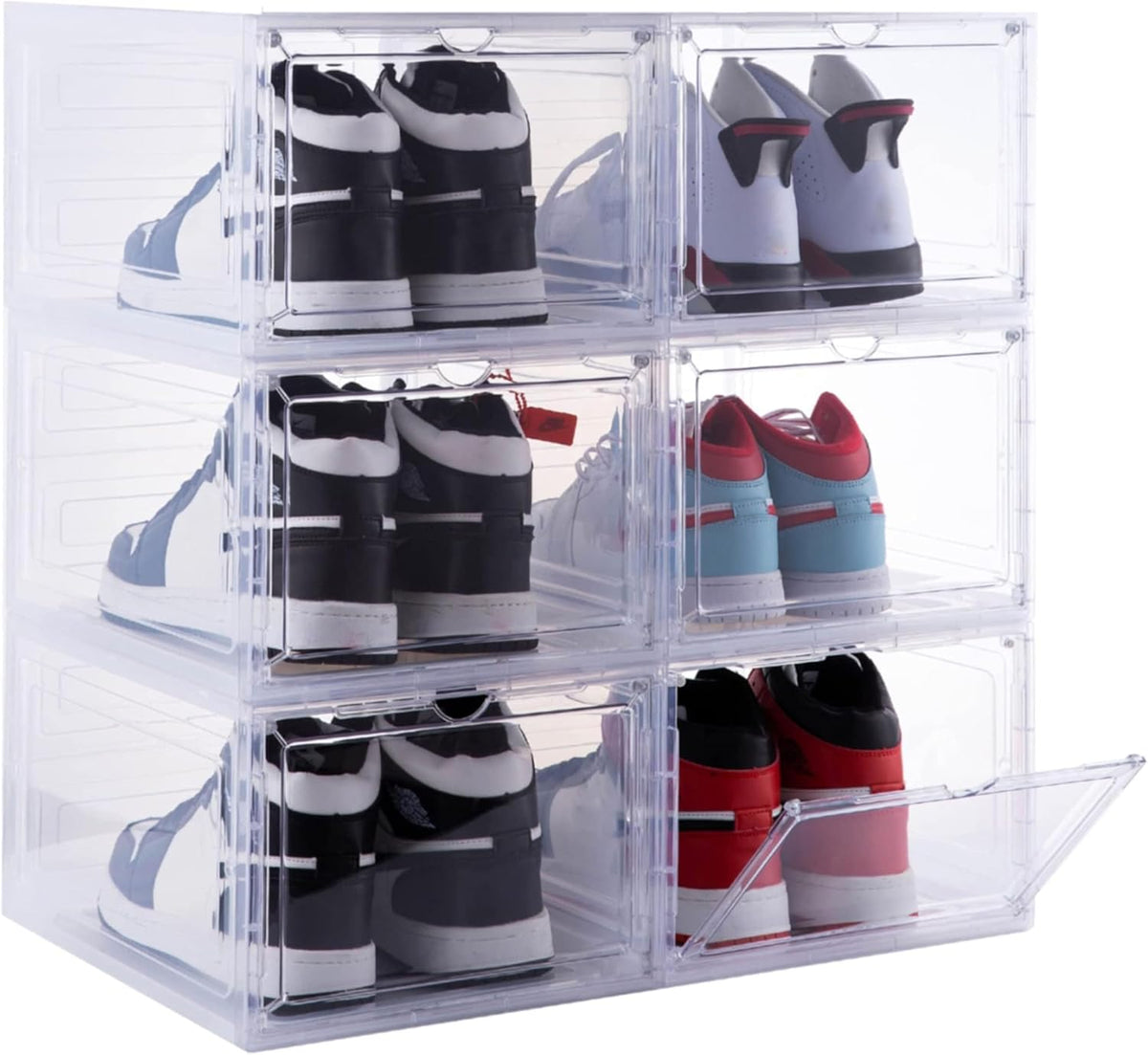 ZLLZUU Shoe Shoe Storage Boxes, 6 Pack Stackable Shoes Organizer Clear