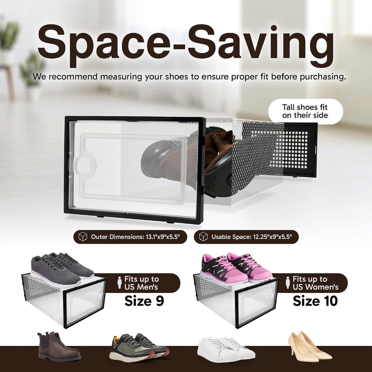 Reli. Shoe Box (7 Pack) | Clear Storage Shoe Box Stackable & Compact