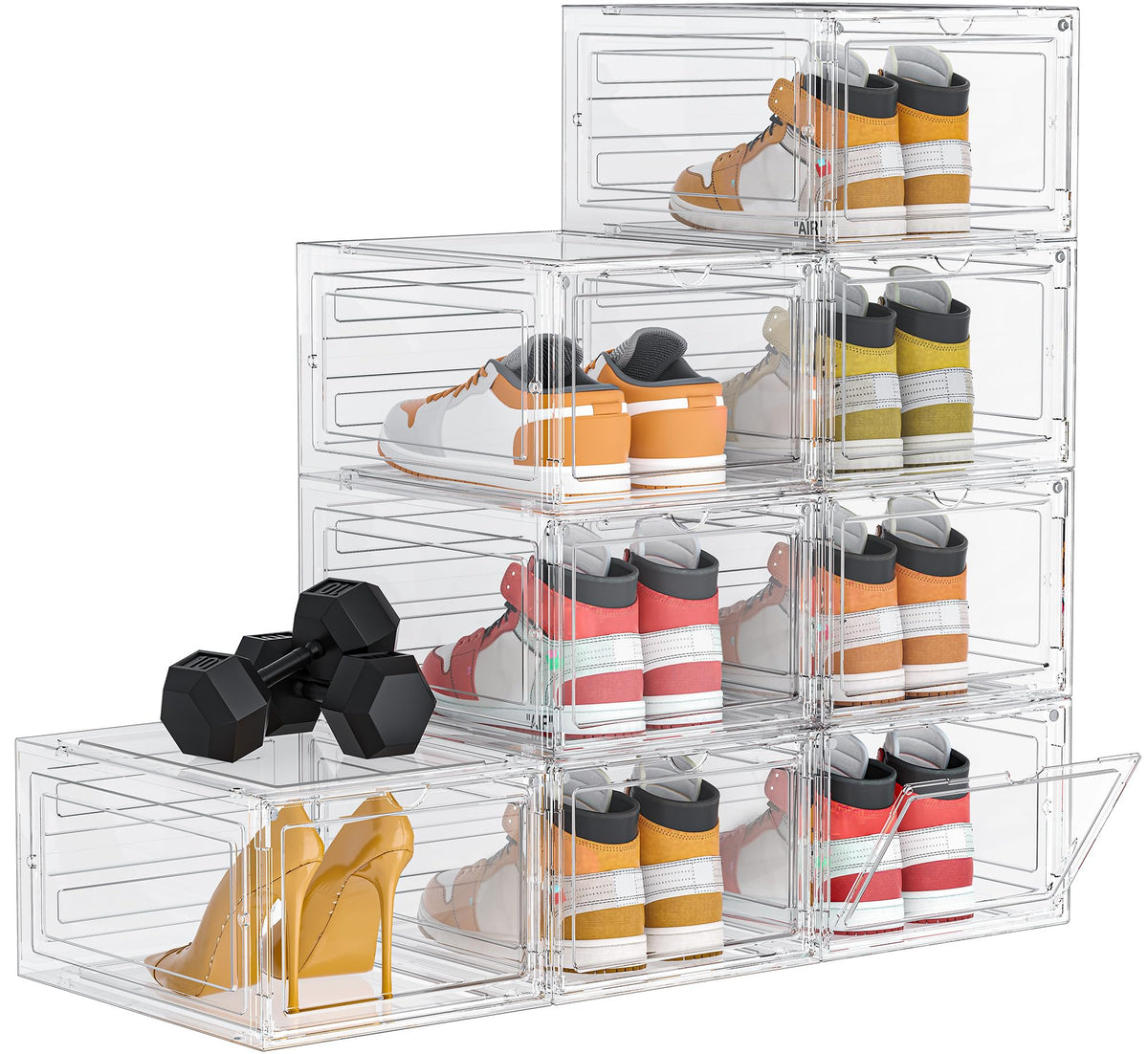 HOMIDEC Shoe Storage, 6 Pack Shoe Organizer Clear Hard Plastic Shoe Box