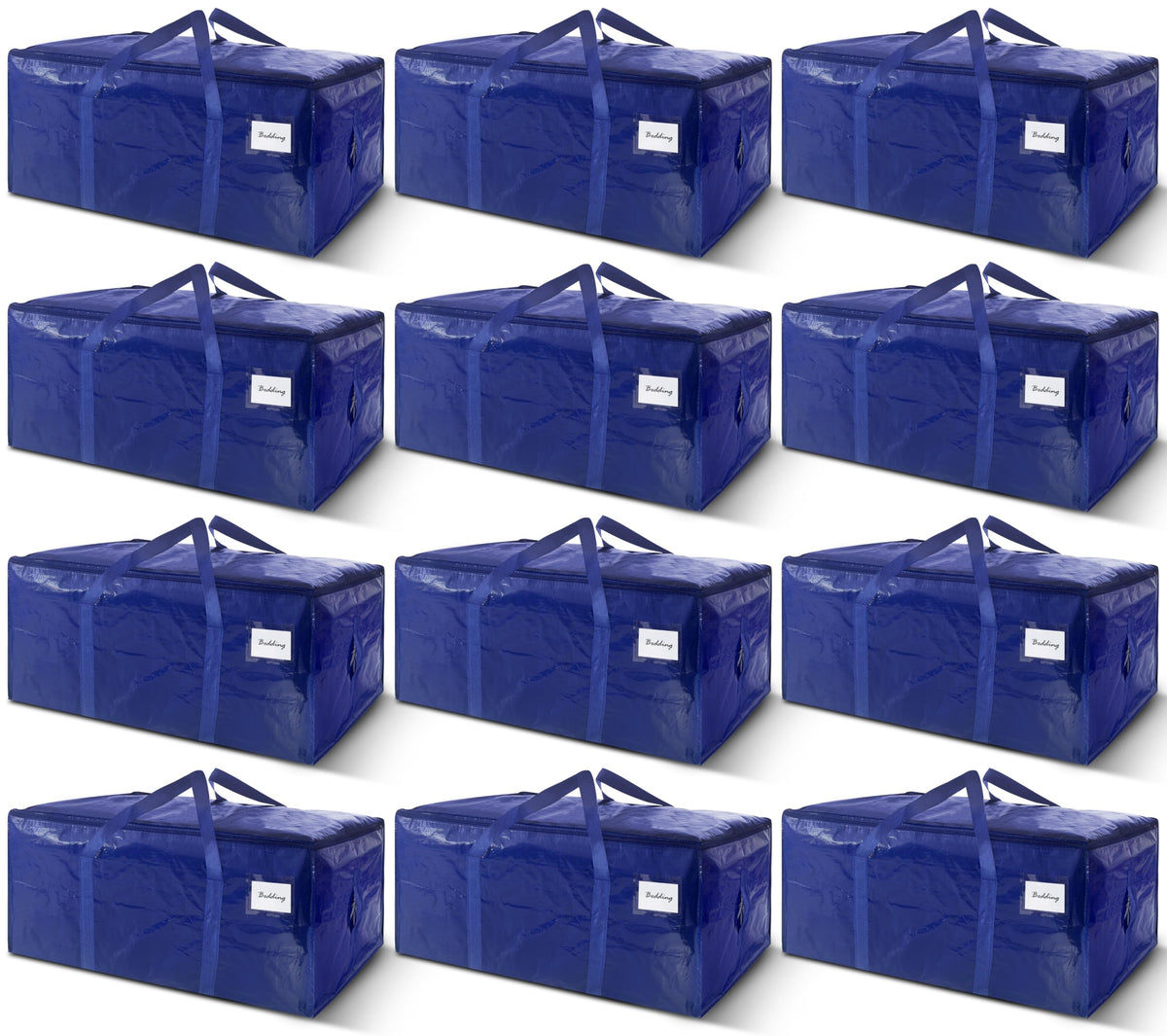 8 Pack Extra Heavy Duty Large Moving Bags with Strong Zipper & Carrying Handles, Sturdy Clothes Storage Bags Totes Bins, Packing Bag Move Boxes College Moving Supplies, Dark Blue - 24 gal