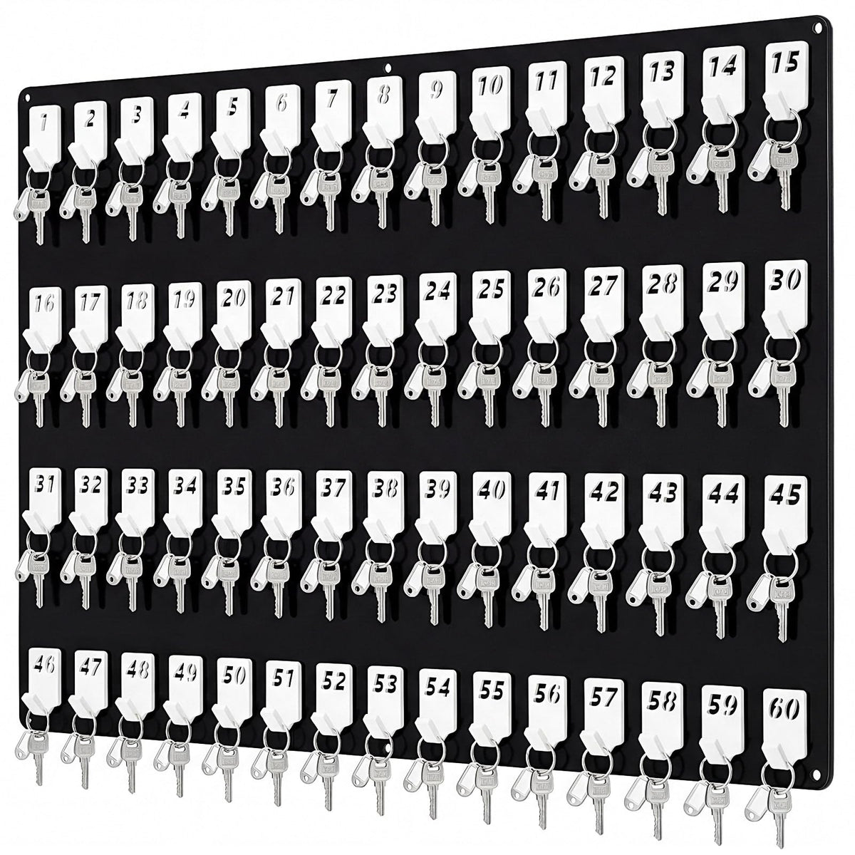 Beeveer Acrylic Key Holder Board with 30 Hooks, Wall Mount Organizer,Walnut