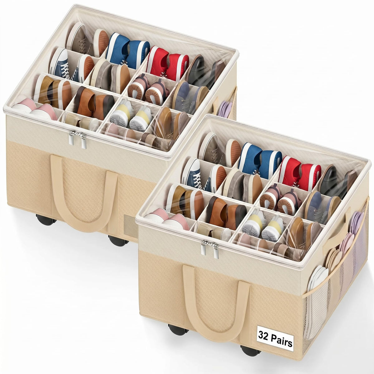 Large Shoe Organizer for Closet, 16 Pairs Shoe Storage Box Black