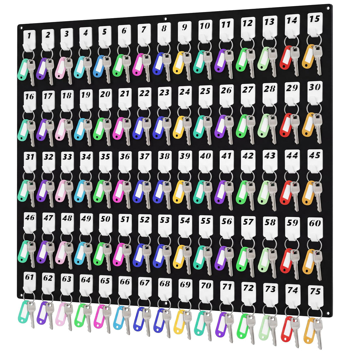 Beeveer Acrylic Key Holder Board with 30 Hooks, Wall Mount Organizer,Walnut
