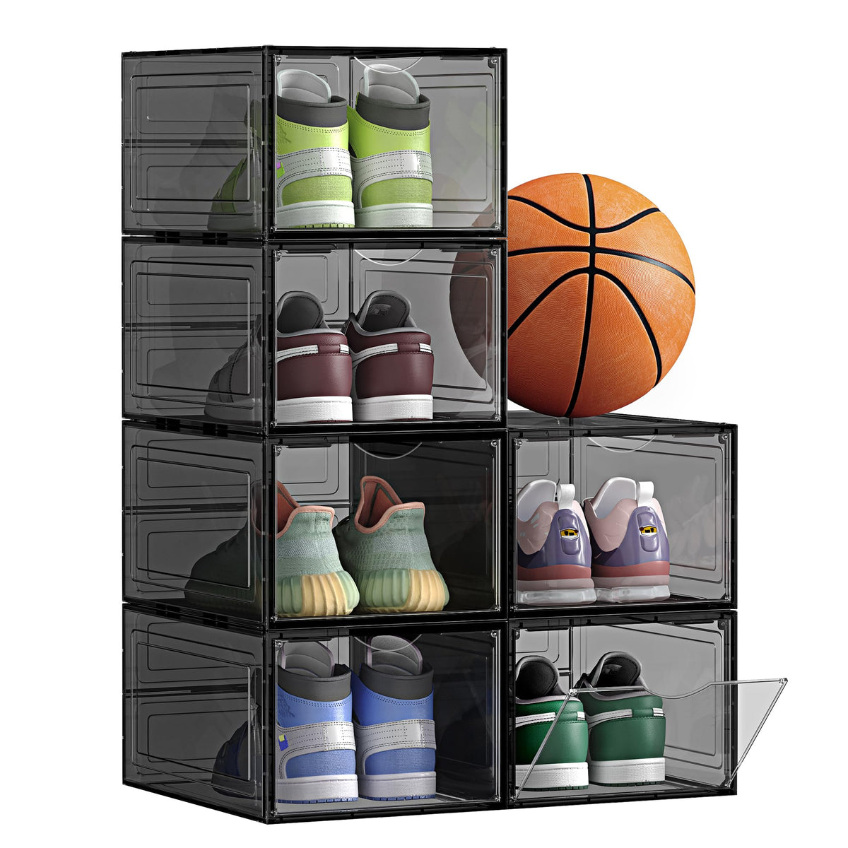 SONGMICS Shoe Boxes, Set of 12, Clear Plastic Sneaker Box, Up to US Size 11