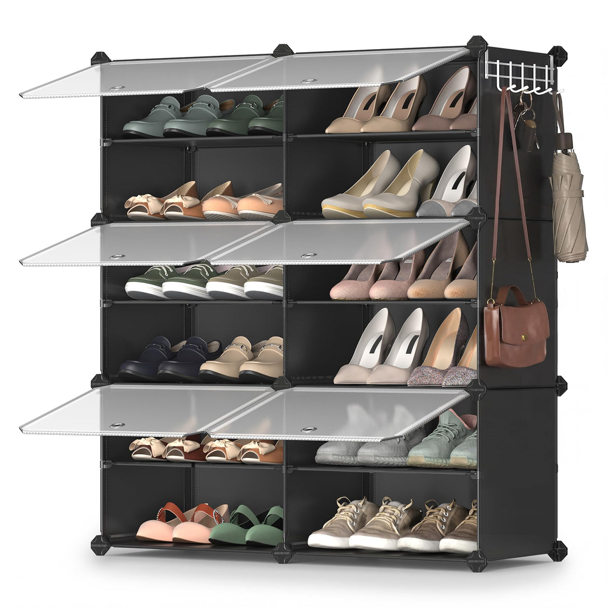 SONGMICS Shoe Rack, 6-Tier with Doors, 24-Pair Storage Cabinet