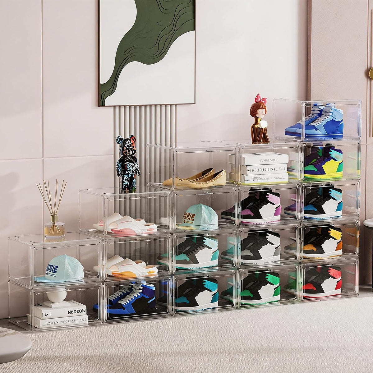 HIYOHIYO Clear Shoe Storage Box with Large Capacity Fits US Size 14, 1-Pack