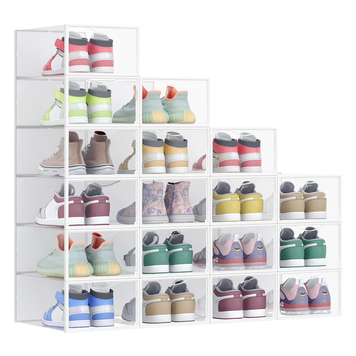 SONGMICS Shoe Boxes, Stackable Sneaker Containers for Closet, 12 Pack