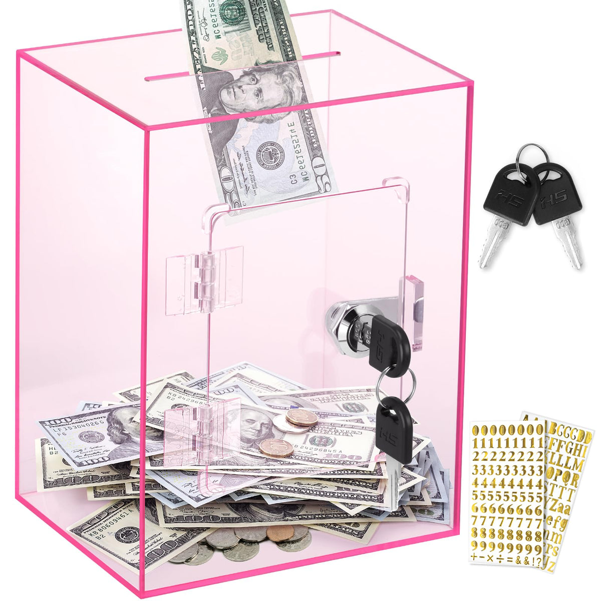 X-Large Piggy Bank for Adults Kids, Acrylic Clear Piggy Bank with Key