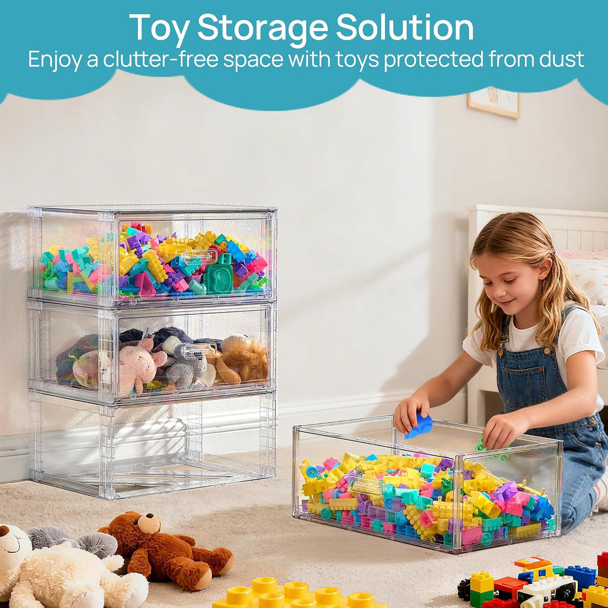 Vtopmart 2 Pack Large Clear Stackable Storage Drawers for Closet, 23QT