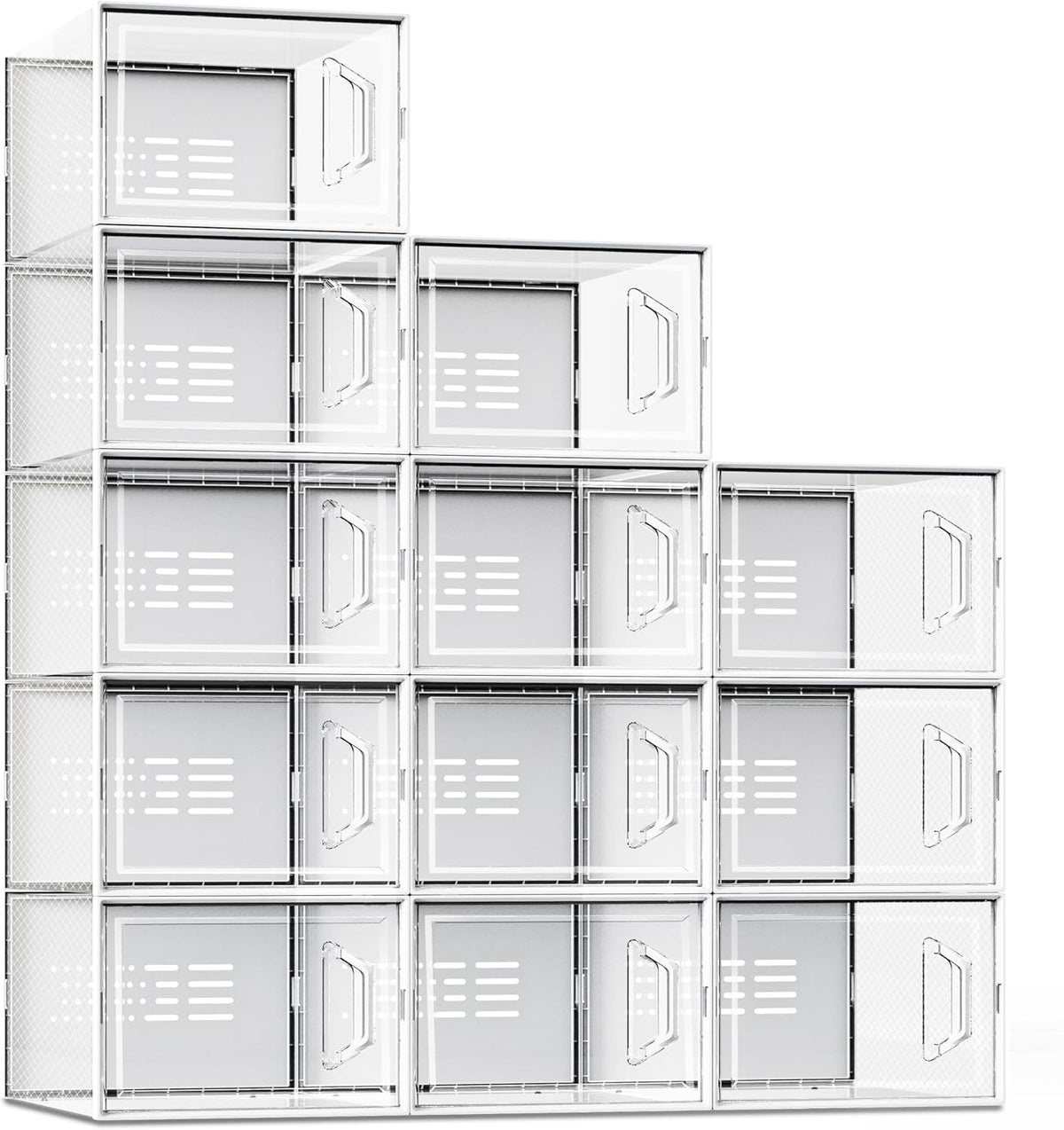 SEE SPRING X-Large Shoe Storage Box Fit Size 11, Clear Plastic Stackable Shoe Organizer for Closet, Space Saving Sneaker Shoe Rack Containers Bins Holders for Entryway, 12 Pack Clear