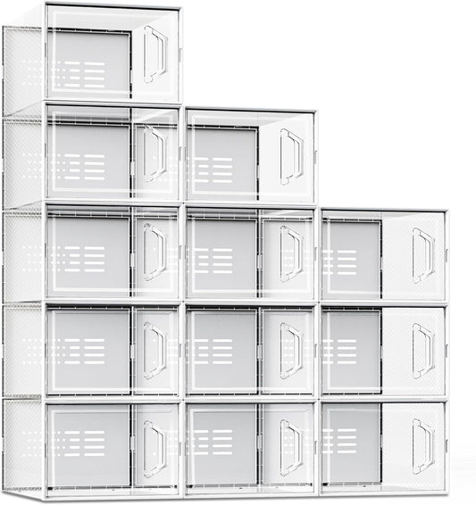 SEE SPRING X-Large Shoe Storage Box Fit Size 11, Clear Plastic Stackable Shoe Organizer for Closet, Space Saving Sneaker Shoe Rack Containers Bins Holders for Entryway, 12 Pack Clear