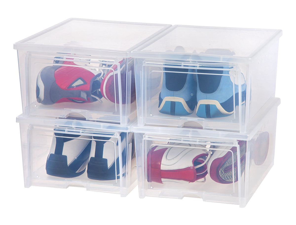 IRIS USA 6-Pack, Stackable Shoe Display Box with Flip Door, Clear