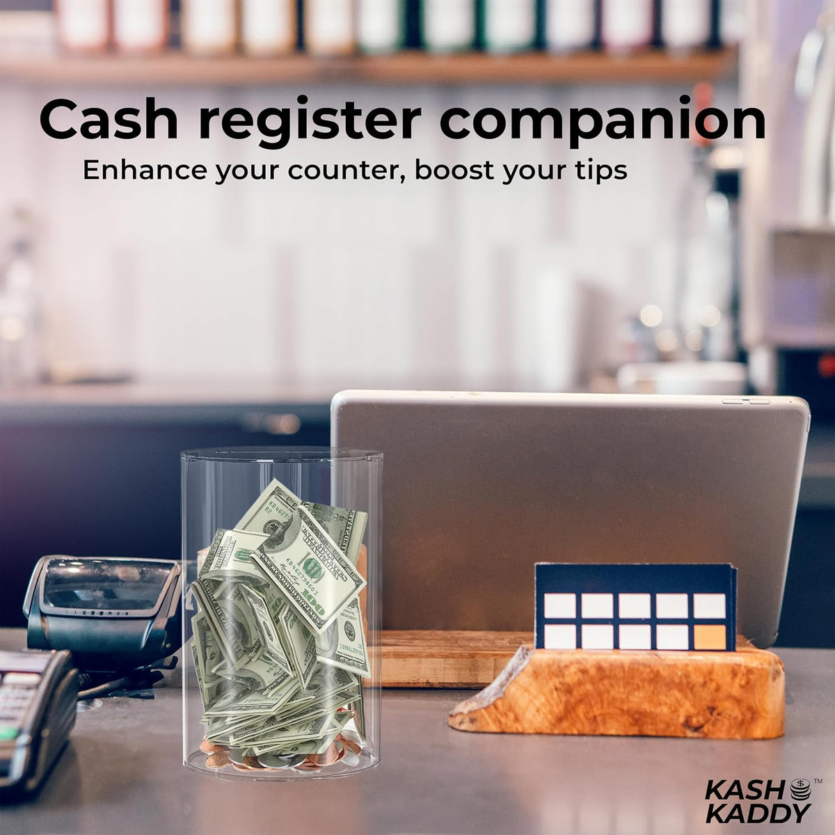 Clear Tip Jar - Acrylic Donation Box w/Magnetic Lid & Money Slot - Coin Jar for Small Business & Home Savings - Safe & Stylish Donation Jar - Modern Cash Box - Sturdy Bartender Accessories