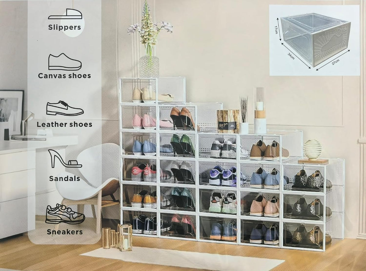 3-Pack Stackable Shoe Storage Organizer Boxes, Men’s Size 10, PP Material (3)