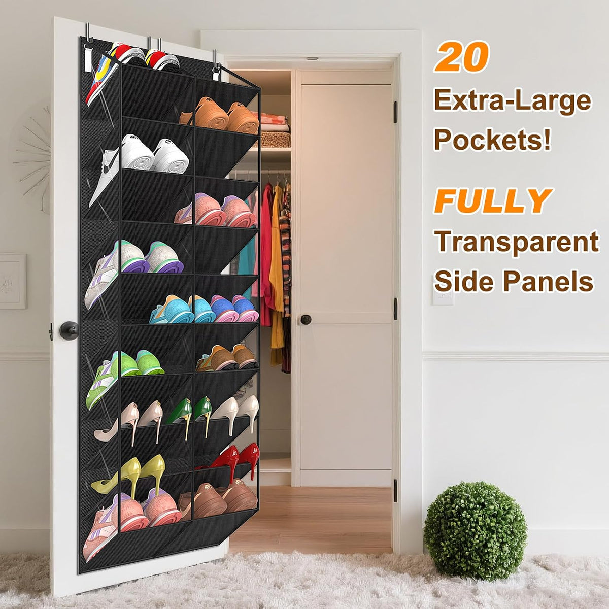 UVIAHOMI 20-30 Pairs Over the Door Shoe Organizer, 10-Tier Door Shoes Rack
