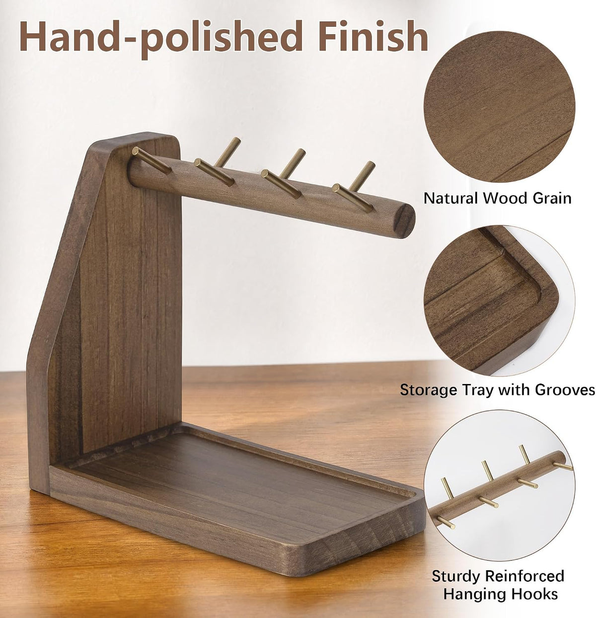 Key Tray with 7 Hooks for Keys and Jewelry, Fit Entryway Table