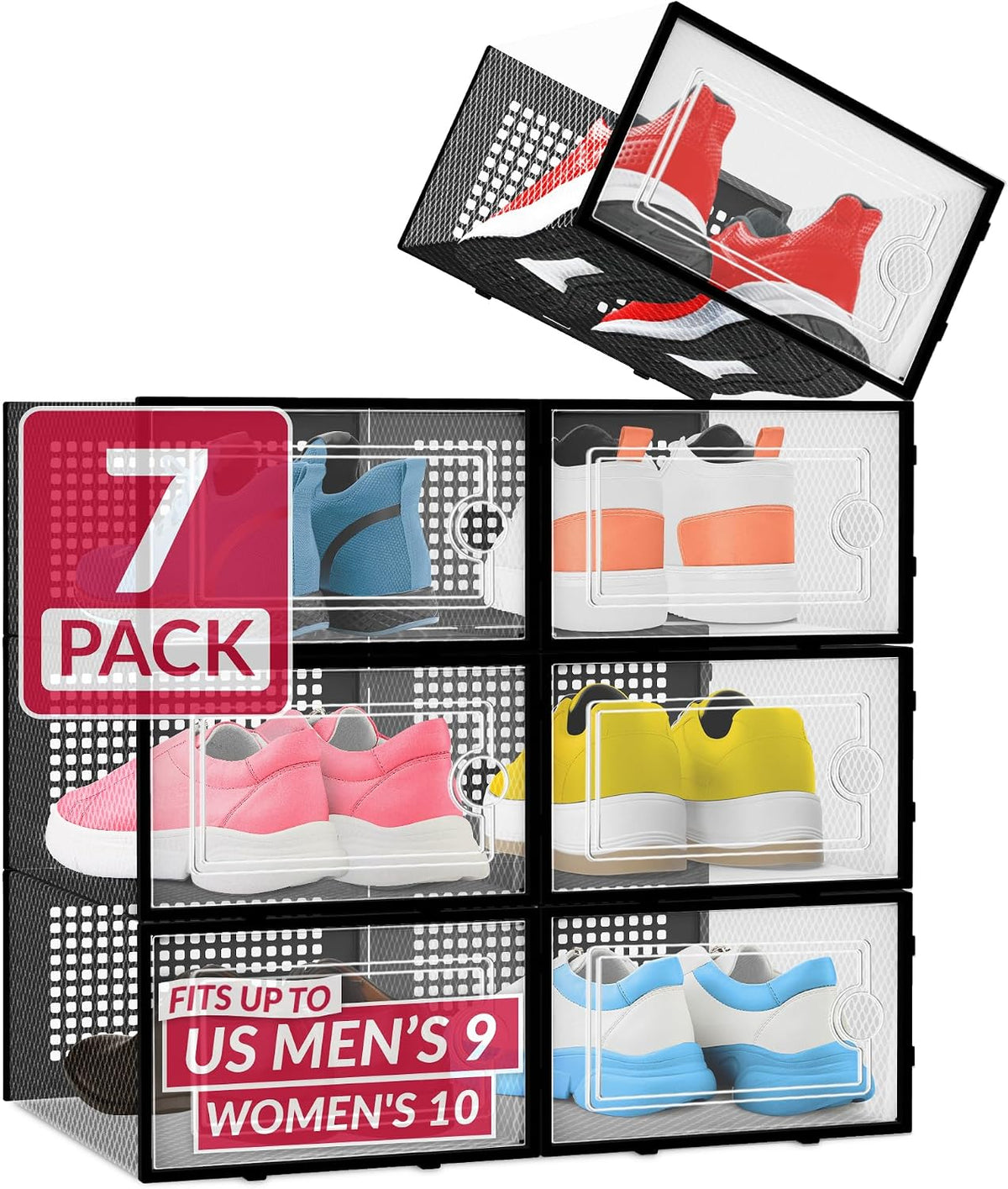 Reli. Shoe Box (7 Pack) | Clear Storage Shoe Box Stackable & Compact