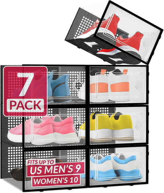 Reli. Shoe Box (7 Pack) | Clear Storage Shoe Box Stackable & Compact