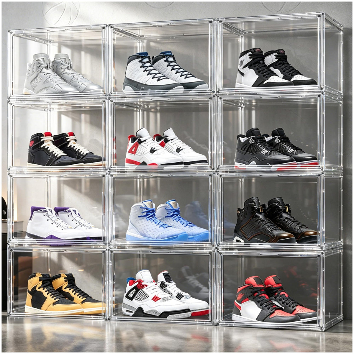 Heavy Duty Acrylic-Look Shoe Box, Size 13, Stack Everyday Footwear Storage
