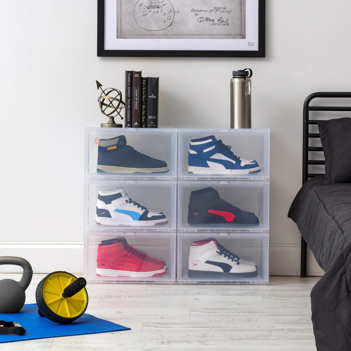 IRIS USA 6-Pack, Stackable Shoe Display Box with Flip Door, Clear