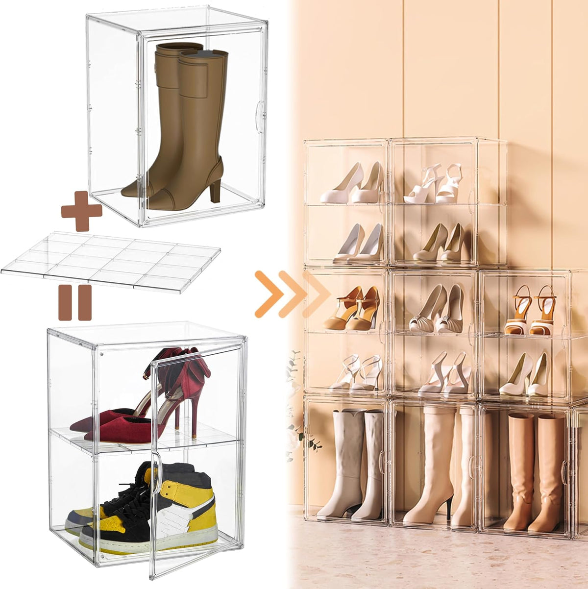 Attelite XXX-Large Acrylic Display Case Boot Shoe Storage Boxes