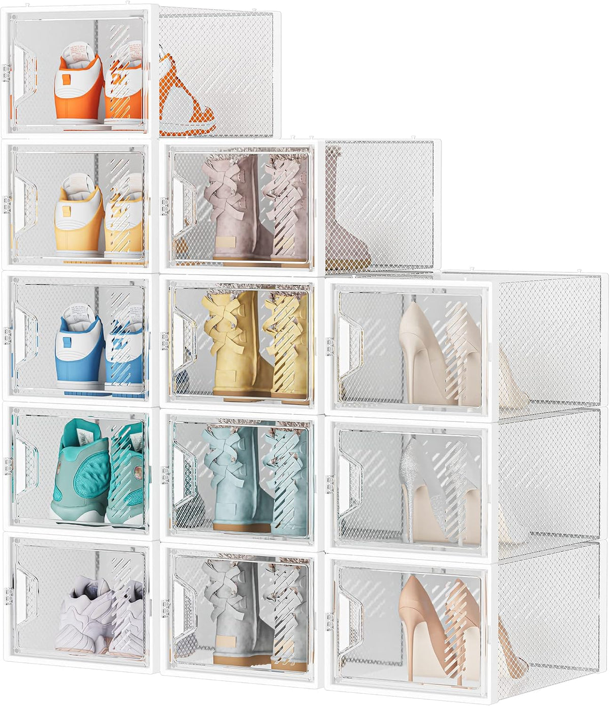 SIMPDIY XL Clear Shoe Storage Boxes, Stackable Shoe Organizer for Closet