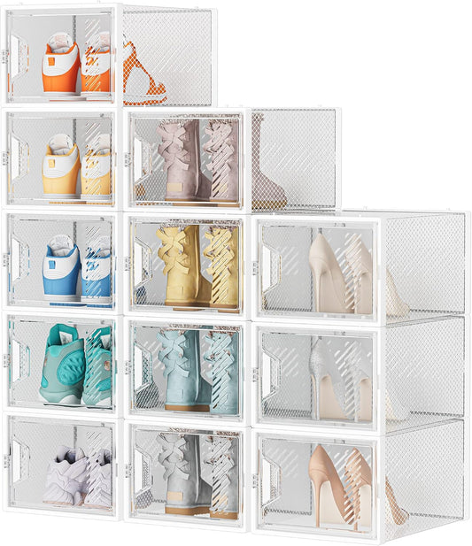 SIMPDIY XL Clear Shoe Storage Boxes, Stackable Shoe Organizer for Closet