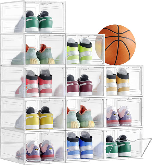 SONGMICS Shoe Boxes, Set of 12, Clear Plastic Sneaker Box, Up to US Size 11
