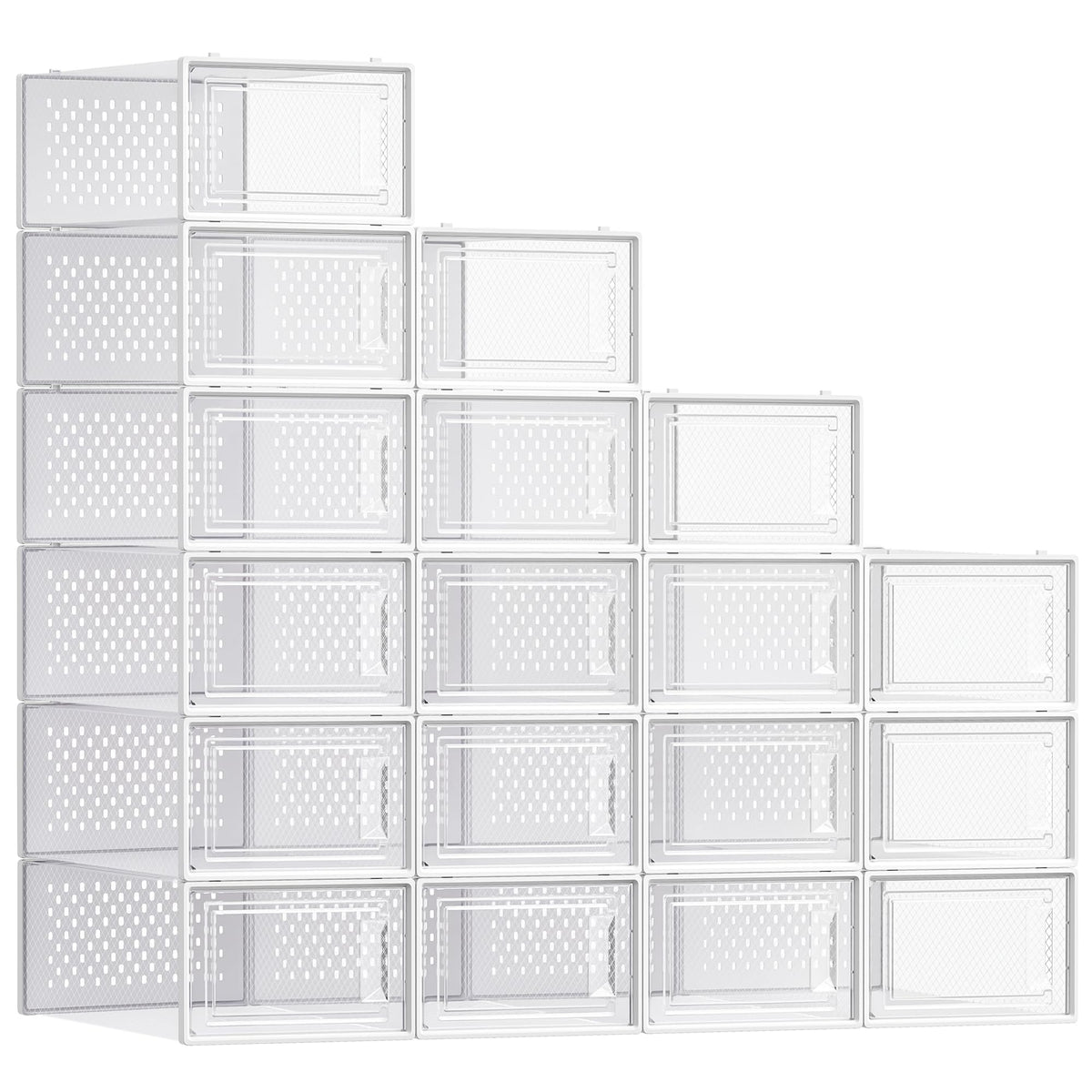 SONGMICS Shoe Boxes, Clear Plastic Sneaker Box, Pack of 15