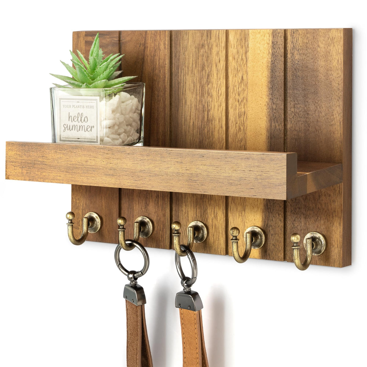Rebee Vision Key Holder Wall Mount with 5 Key Hooks for Entryway, White