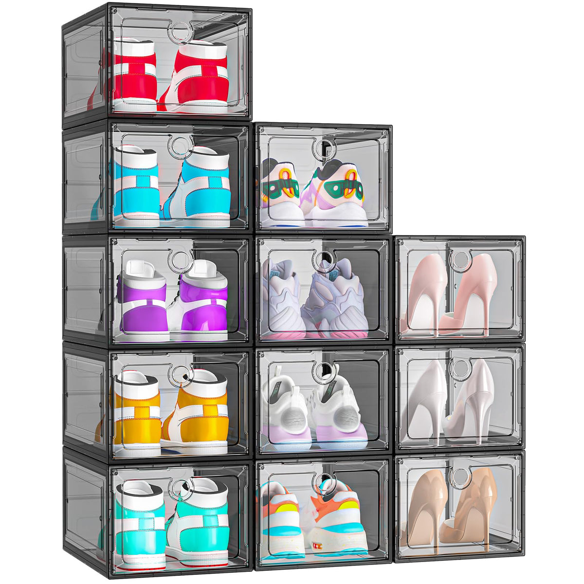 ARSTPEOE 6-Pack Clear Shoe Storage Boxes Magnetic Stackable