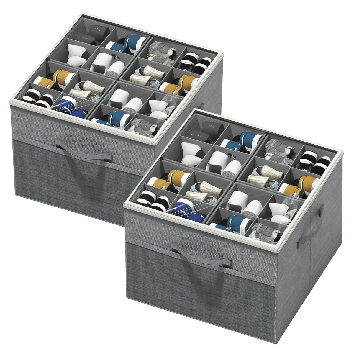 Shoe Organizer for Closet, Foldable Shoe Storage with Adjustable Dividers