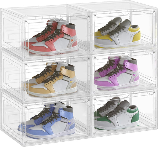 SONGMICS Shoe Boxes Set of 6, Fits Shoes up to US Size 12