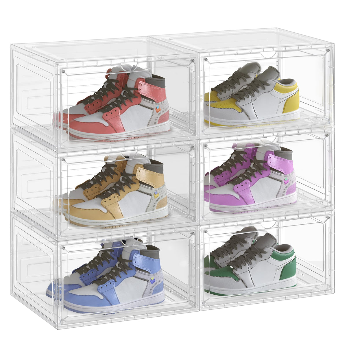 SONGMICS Shoe Boxes Set of 6, Fits Shoes up to US Size 12