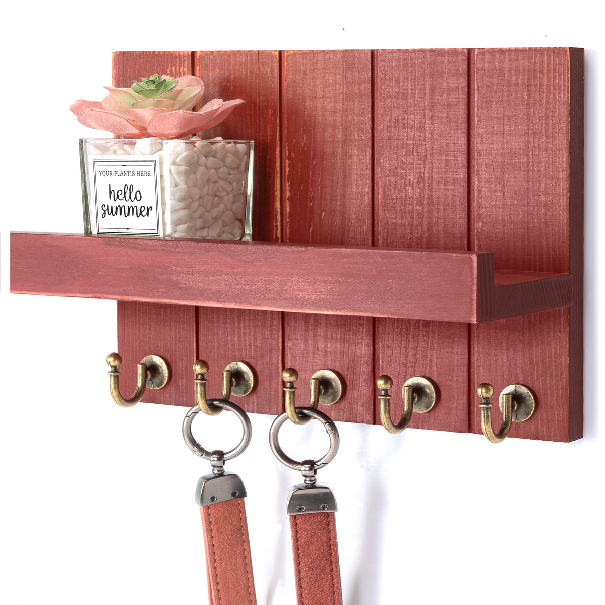 Rebee Vision Key Holder Wall Mount with 5 Key Hooks for Entryway, White