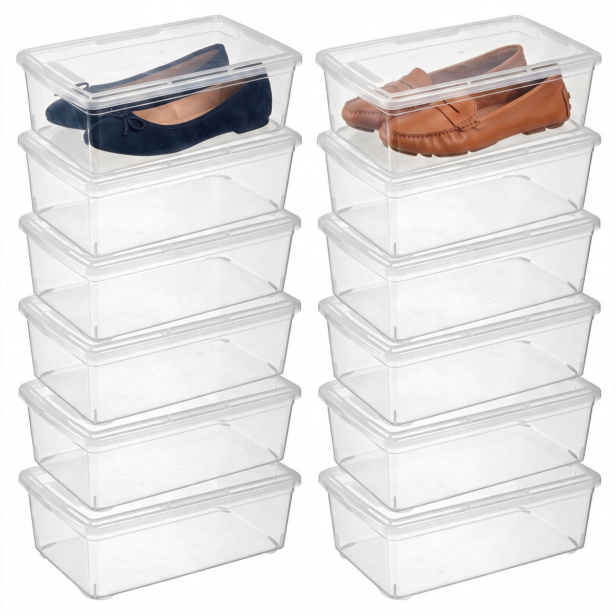 novelinks 12 Pack 6 Quart Clear Plastic Storage Bins with Lids, Shoe Boxes