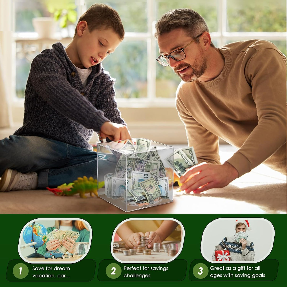 Piggy Bank for Adults Must Break to Open Acrylic Clear Piggy Bank Coin Bank